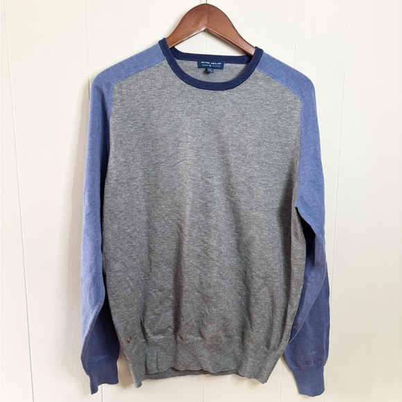 Peter Millar Riffs Ringer Sweater British Grey blue sweater crewneck size M - Picture 3 of 7